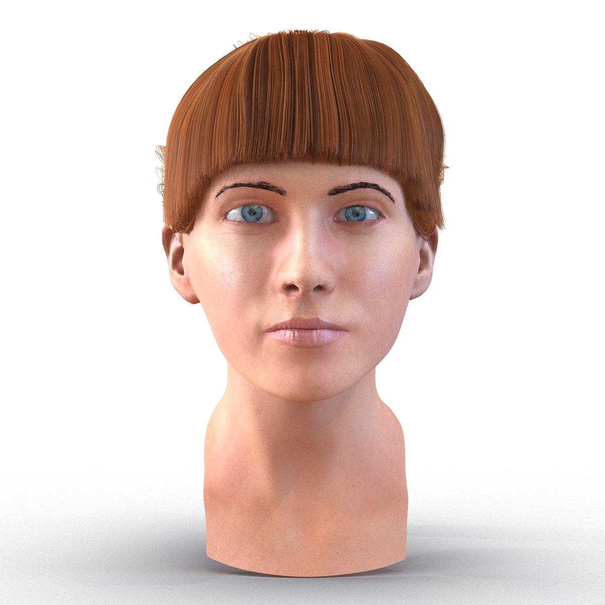 3D Female Caucasian Head Rigged model