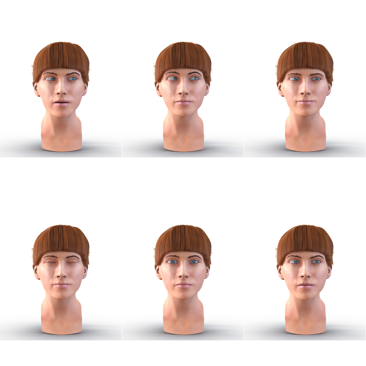 3D Female Caucasian Head Rigged model