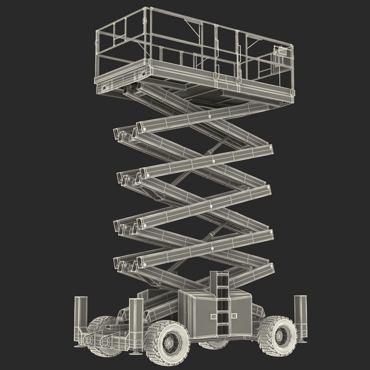 Engine Powered Scissor Lift Generic 3 Rigged 3D model