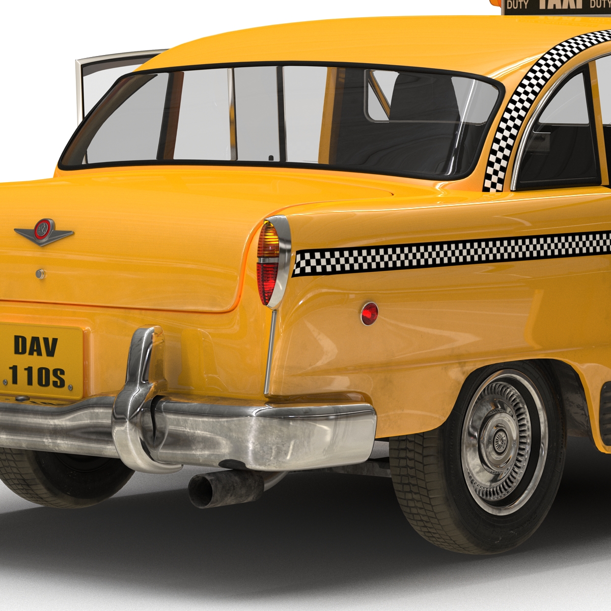 3D Old NYC Checker Cab Rigged