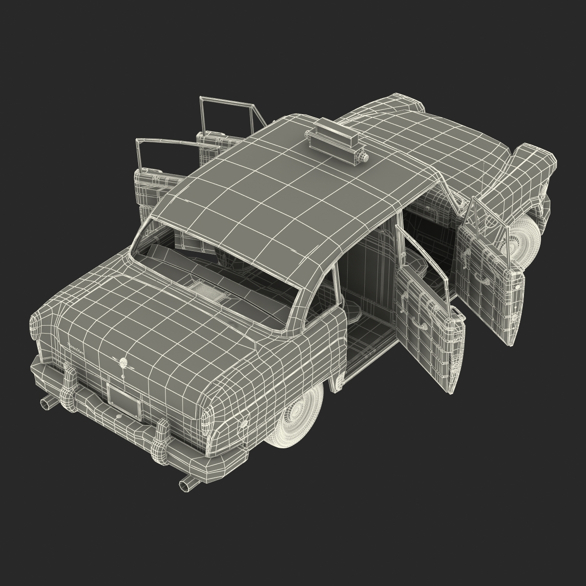 3D Old NYC Checker Cab Rigged