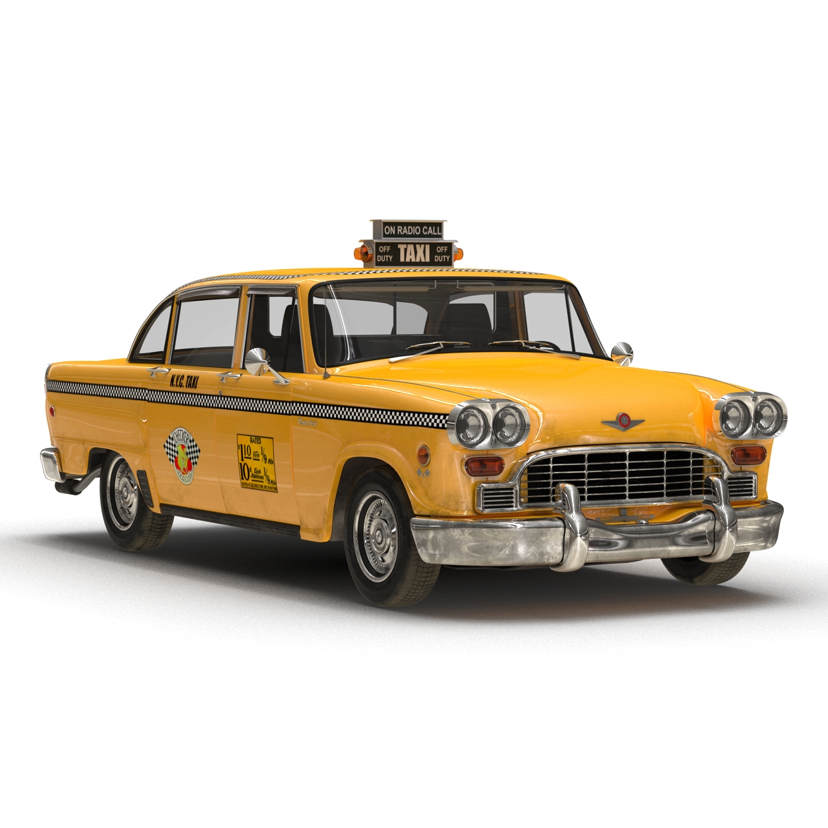 3D model Old NYC Checker Cab Simple Interior