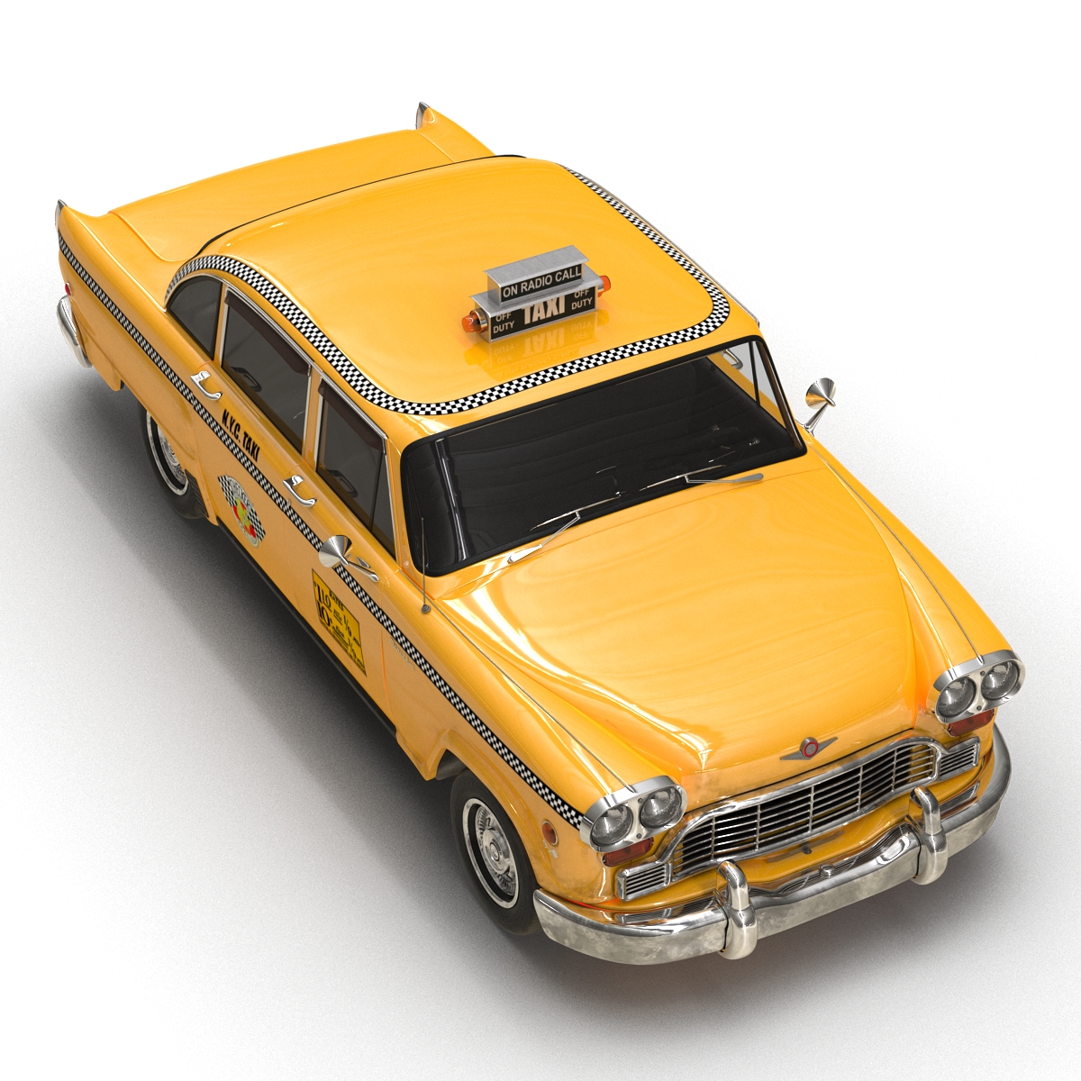 3D model Old NYC Checker Cab Simple Interior