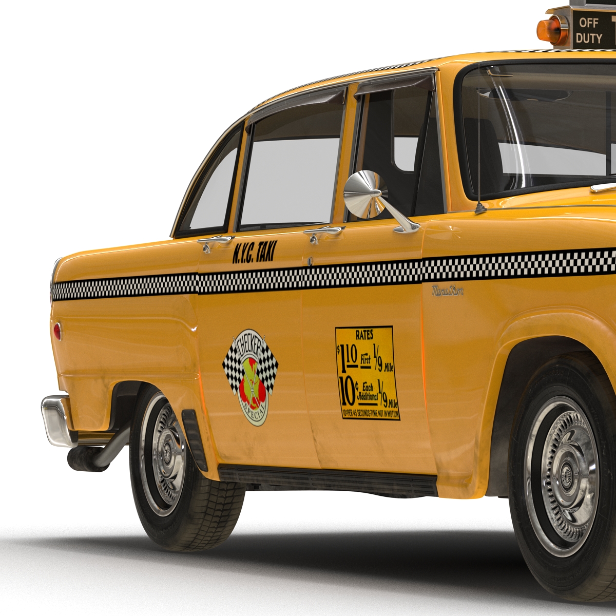 3D model Old NYC Checker Cab Simple Interior