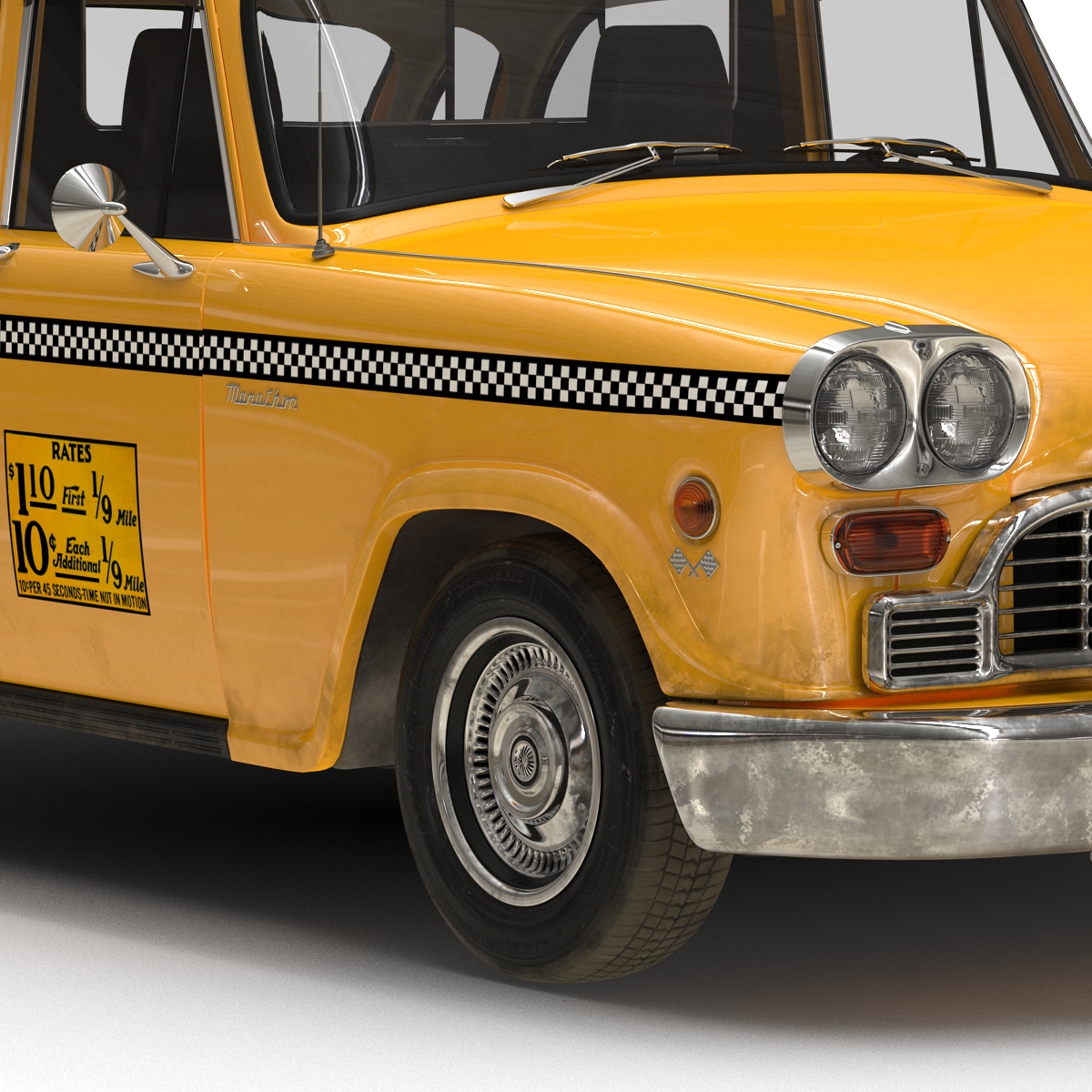 3D model Old NYC Checker Cab Simple Interior