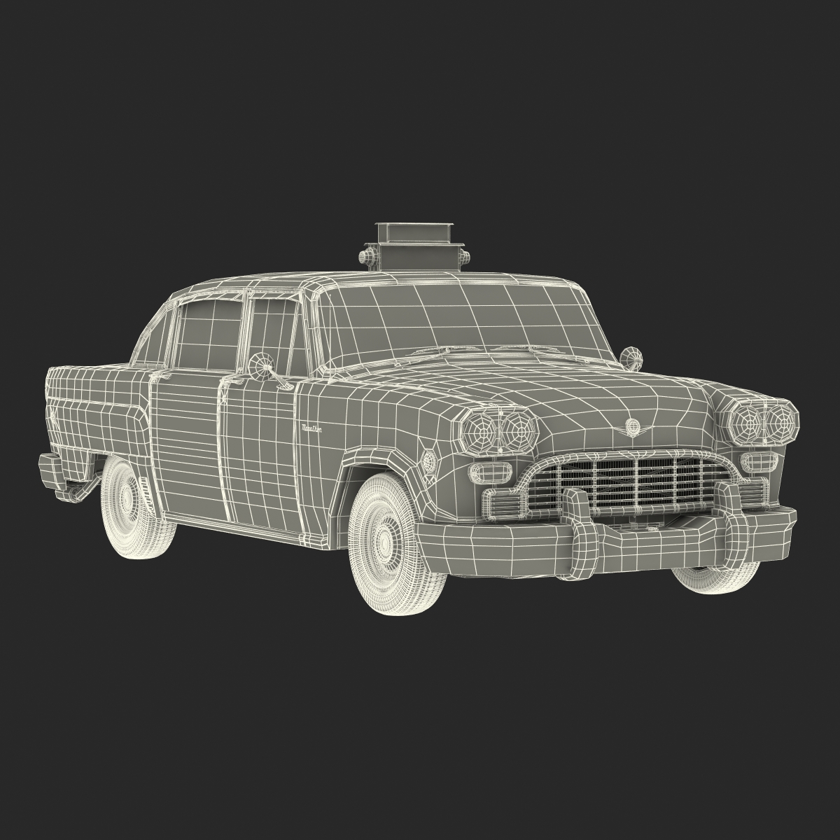 3D model Old NYC Checker Cab Simple Interior