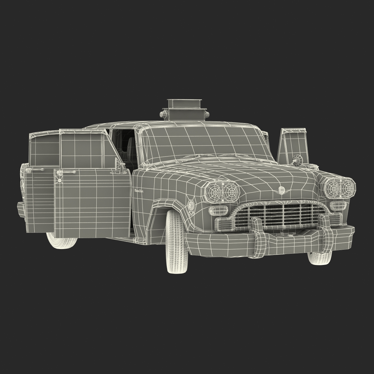 3D model Old NYC Checker Cab Simple Interior