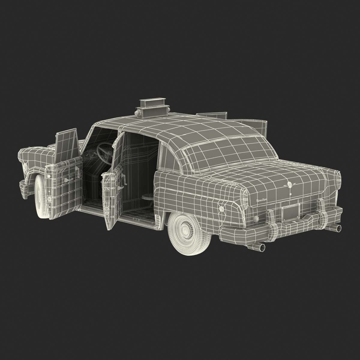 3D model Old NYC Checker Cab Simple Interior