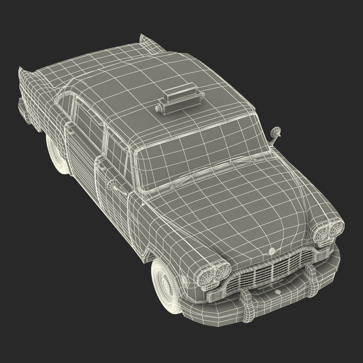 3D model Old NYC Checker Cab Simple Interior