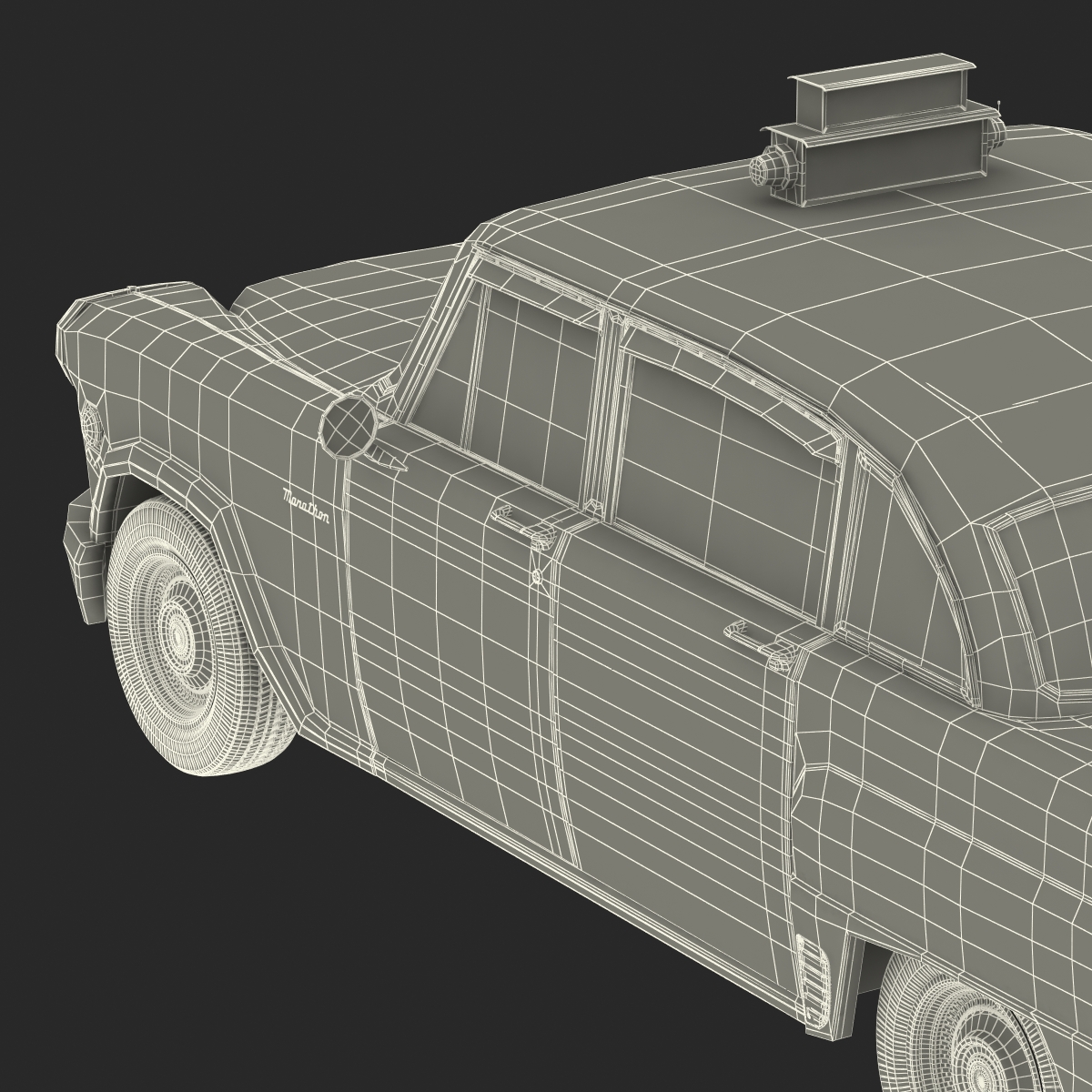 3D model Old NYC Checker Cab Simple Interior