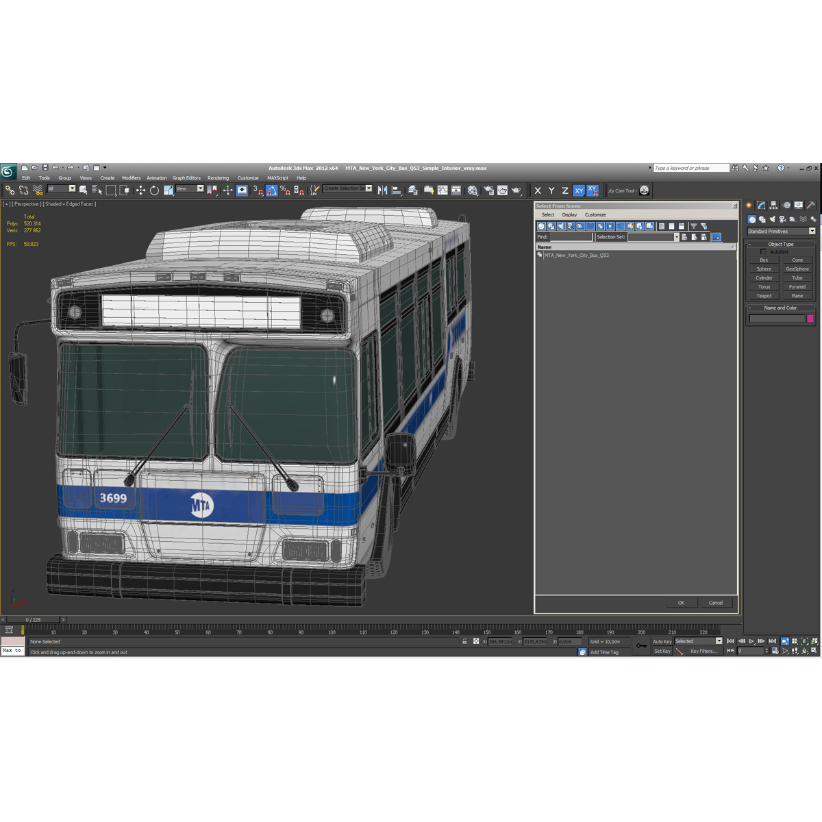 3D MTA New York City Bus Q53 Simple Interior