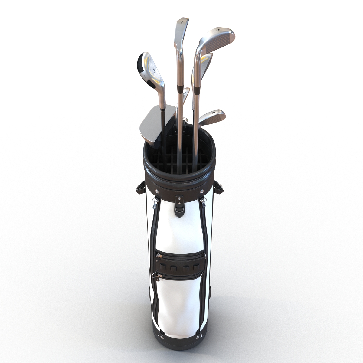 3D Golf Bag and Clubs 3 Black