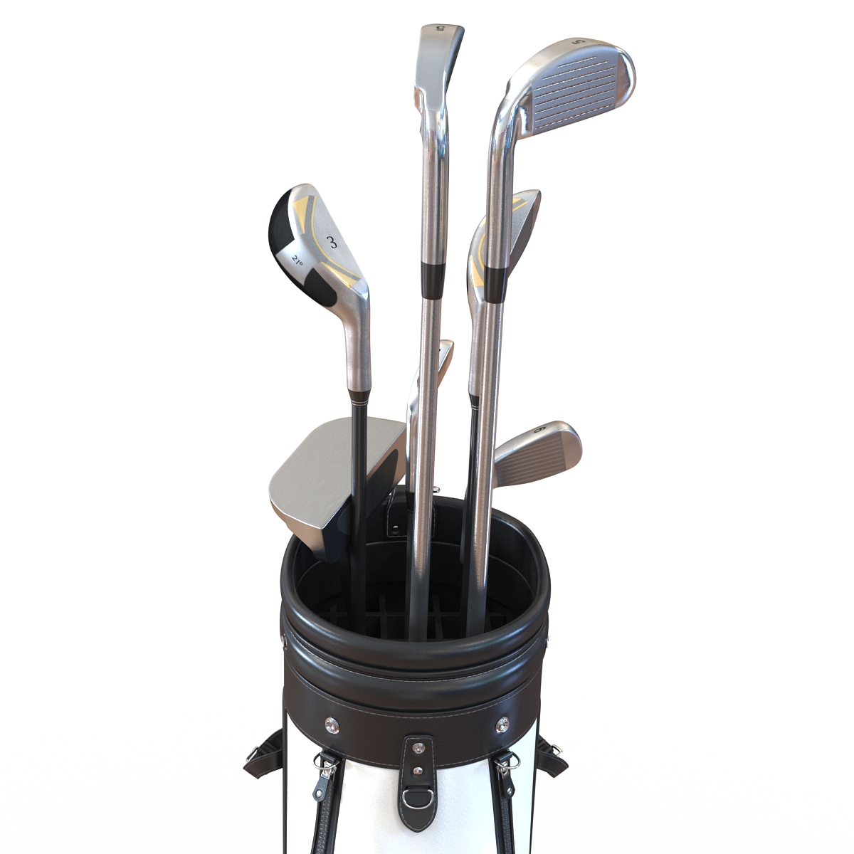 3D Golf Bag and Clubs 3 Black