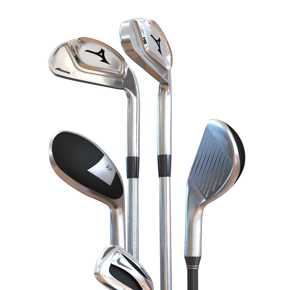 3D Golf Bag and Clubs 3 Black