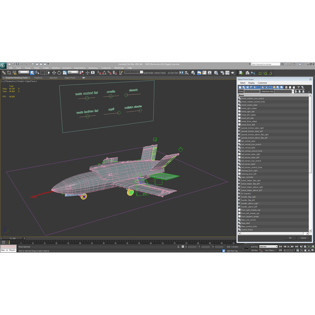 3D model EADS Barracuda UAV Rigged