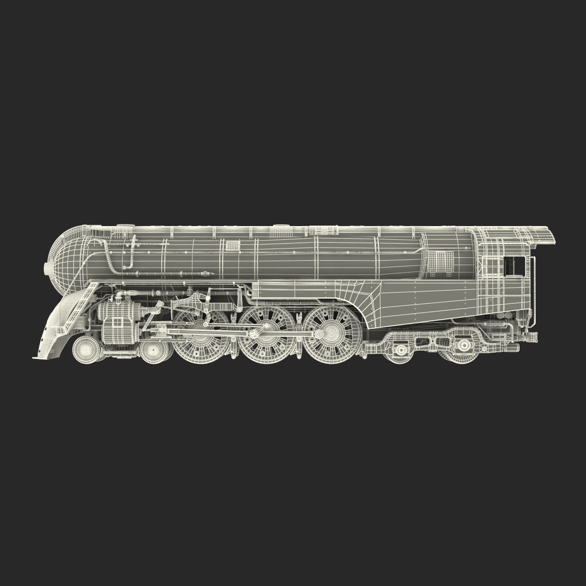 3D NYC Dreyfuss Hudson Steam Locomotive Rigged model