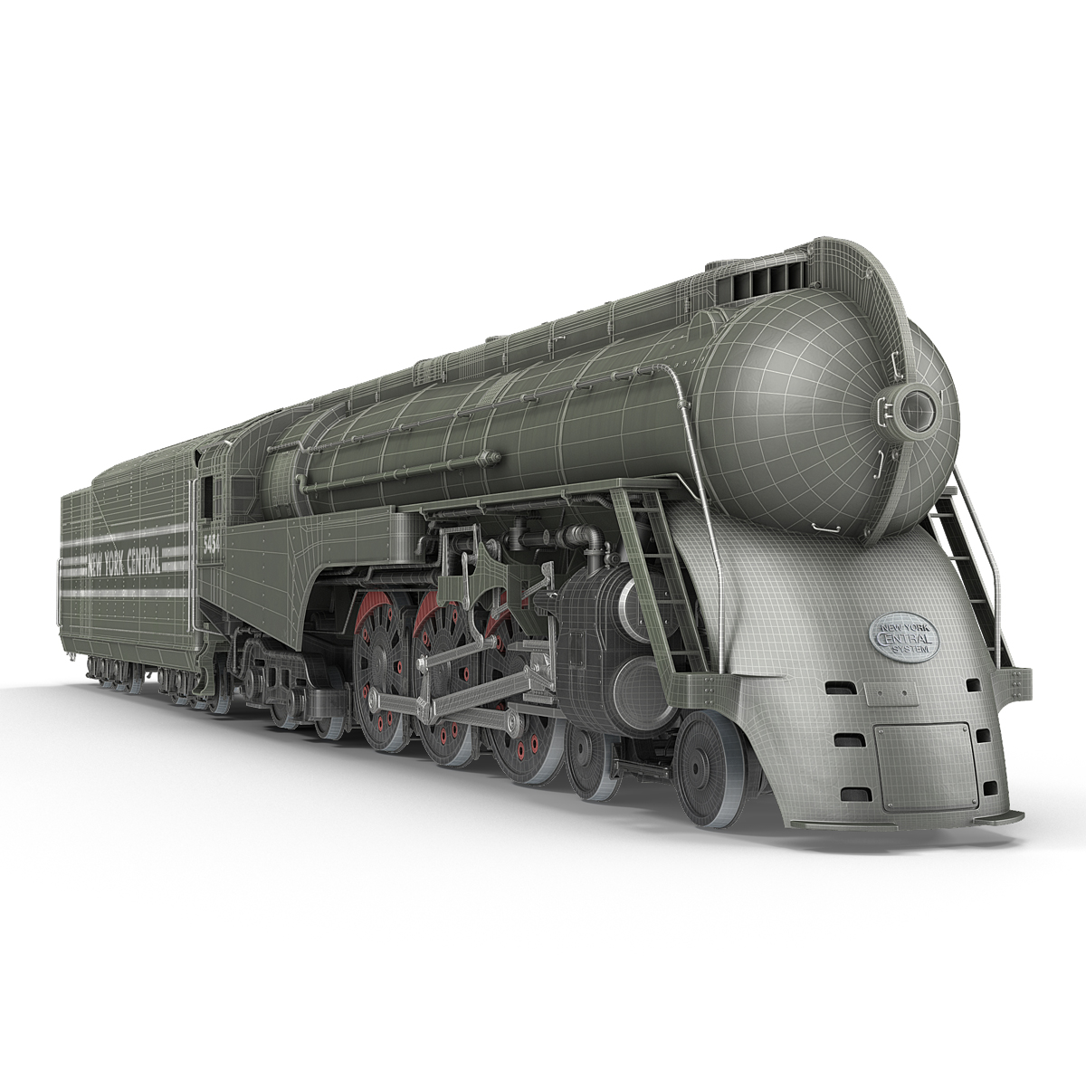 3D NYC Dreyfuss Hudson Steam Train Rigged model