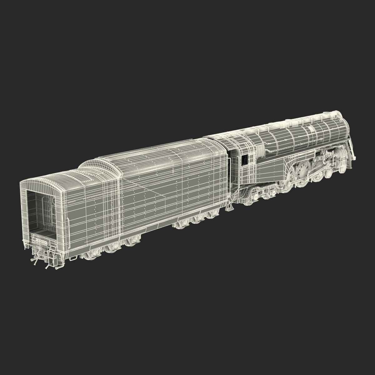 3D NYC Dreyfuss Hudson Steam Train Rigged model