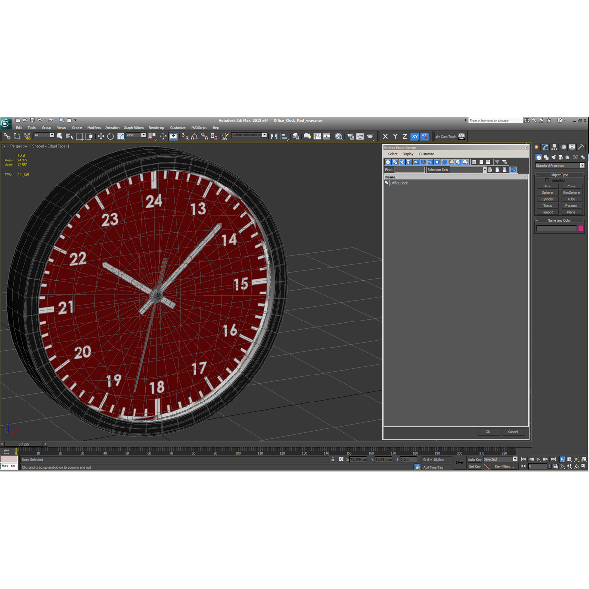 3D Office Clock Red