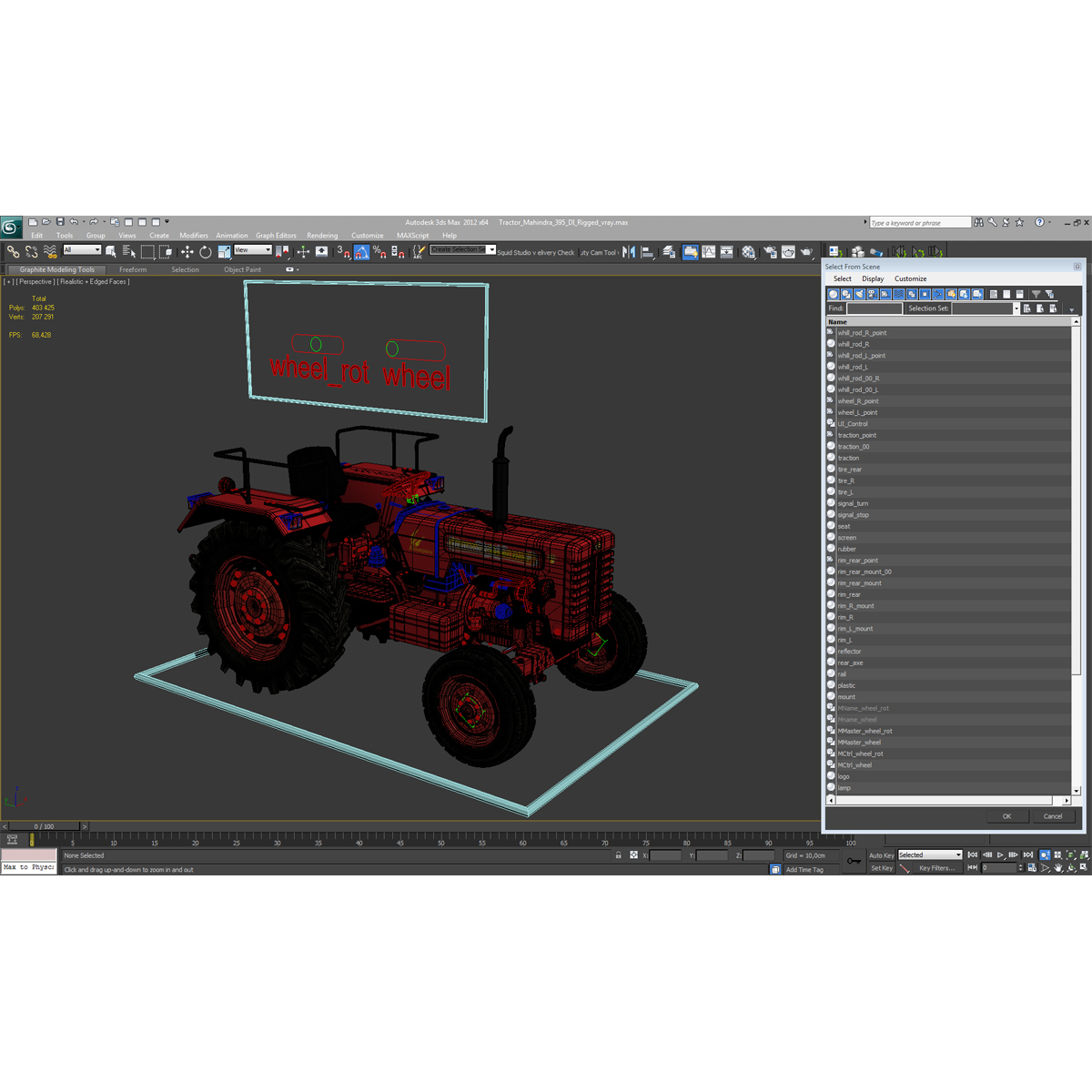 3D model Tractor Mahindra 395 DI Rigged