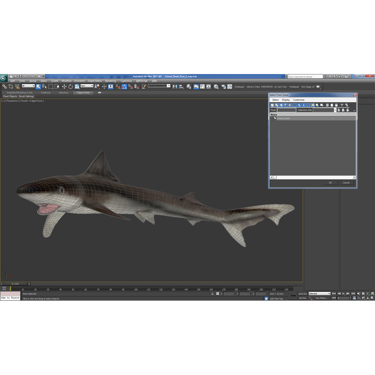 School Shark Pose 2 3D model