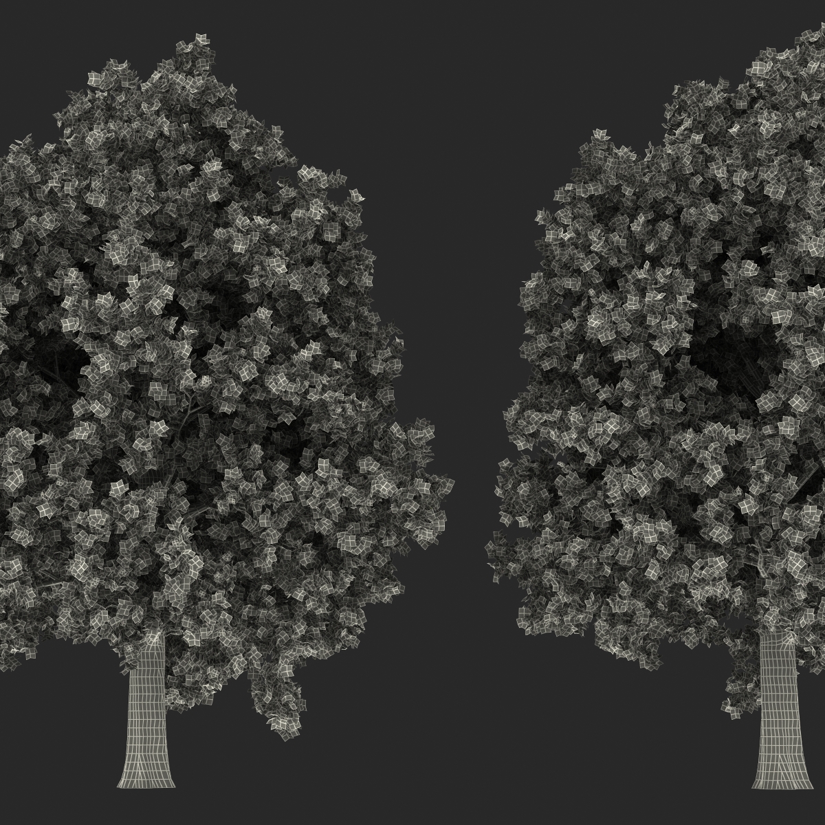 3D Red Oak Tree Set