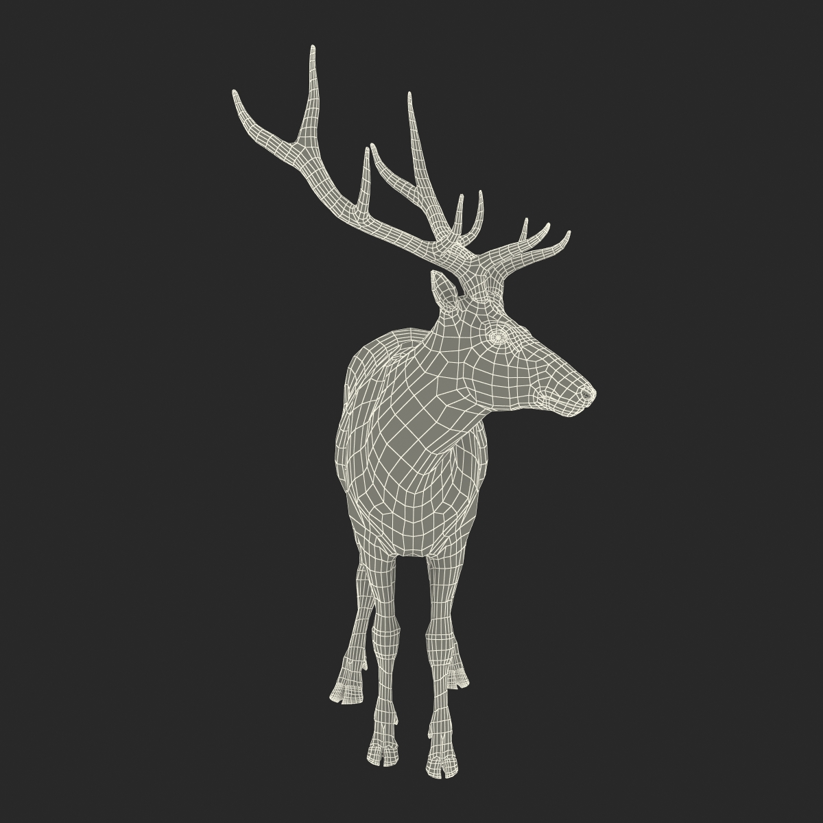 Elk Pose 2 with Fur 3D model