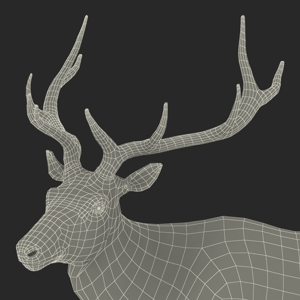 Elk Pose 2 with Fur 3D model