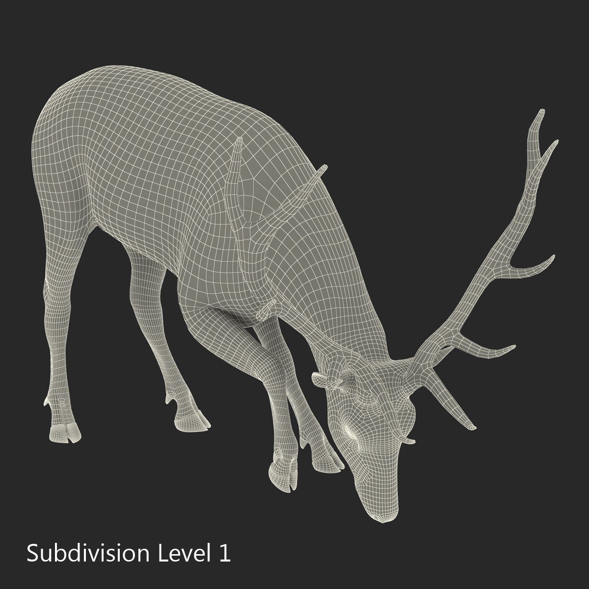 Elk Pose 3 with Fur 3D model