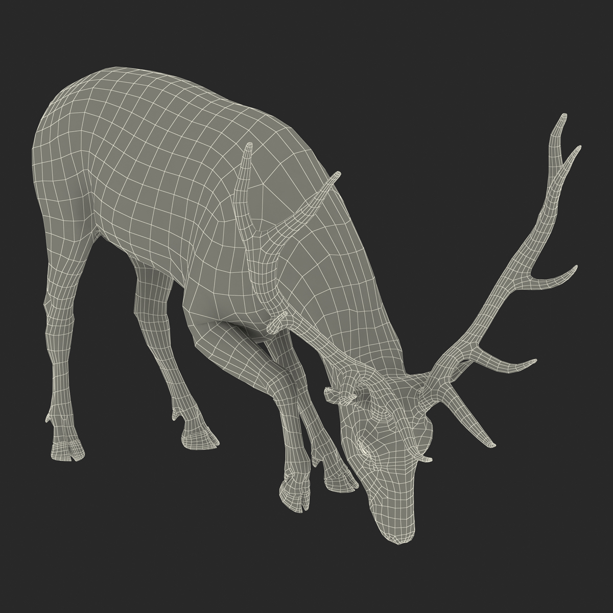 Elk Pose 3 with Fur 3D model