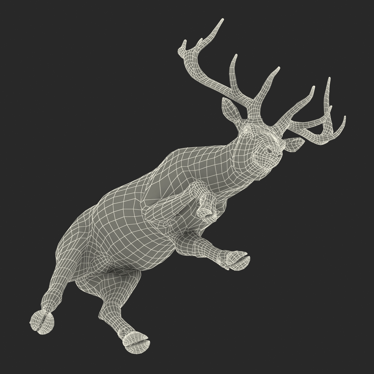 Elk Pose 3 with Fur 3D model