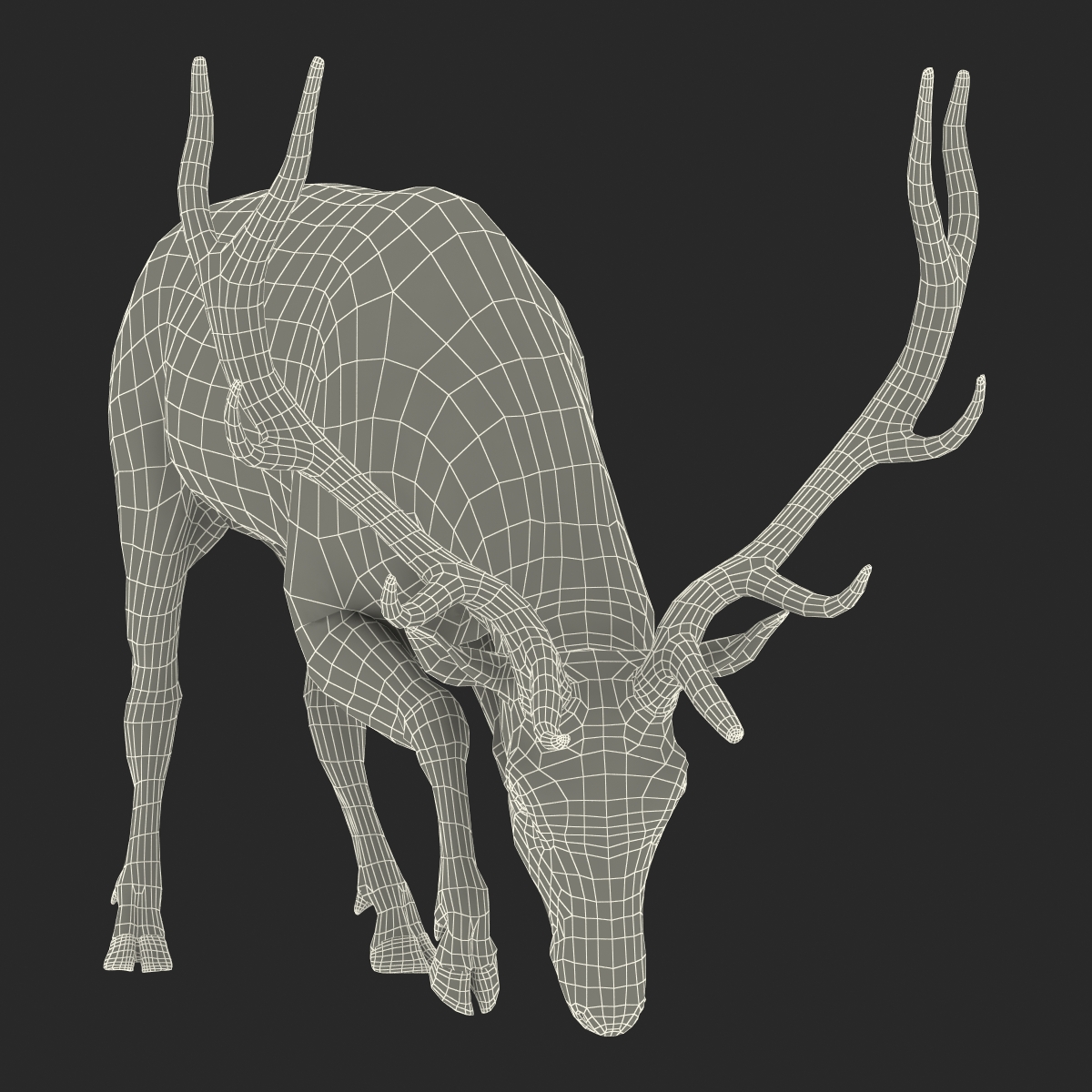 Elk Pose 3 with Fur 3D model