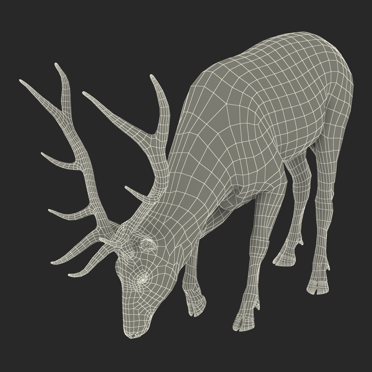 Elk Pose 3 with Fur 3D model