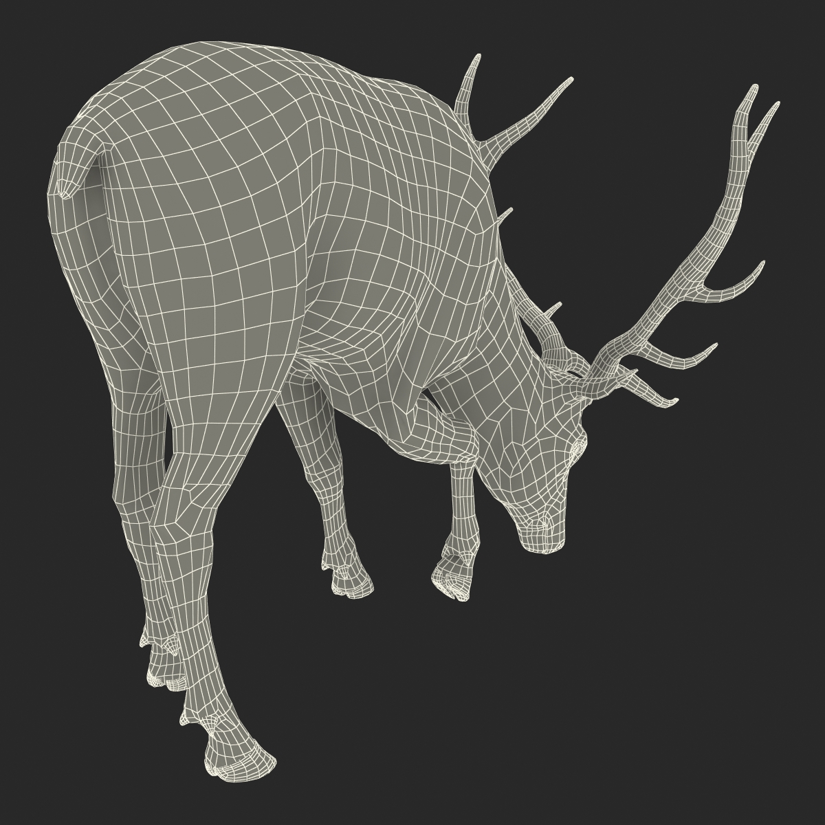 Elk Pose 3 with Fur 3D model