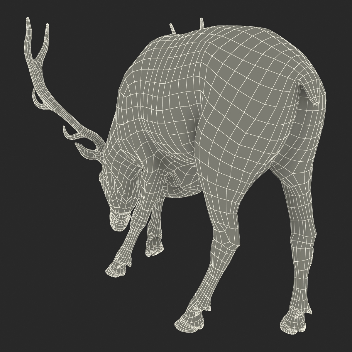 Elk Pose 3 with Fur 3D model