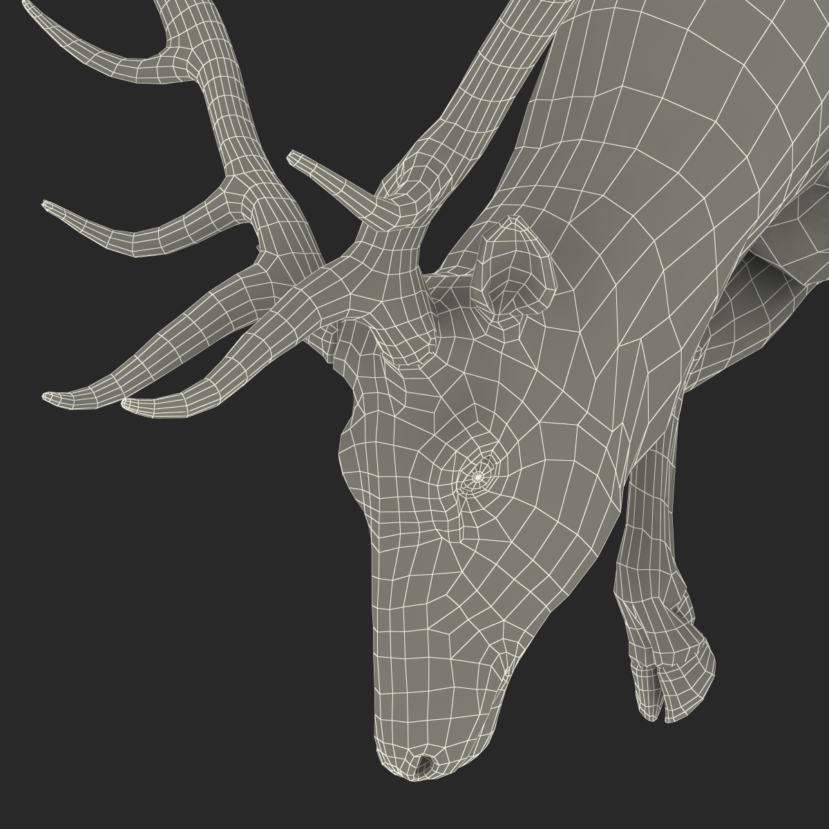 Elk Pose 3 with Fur 3D model