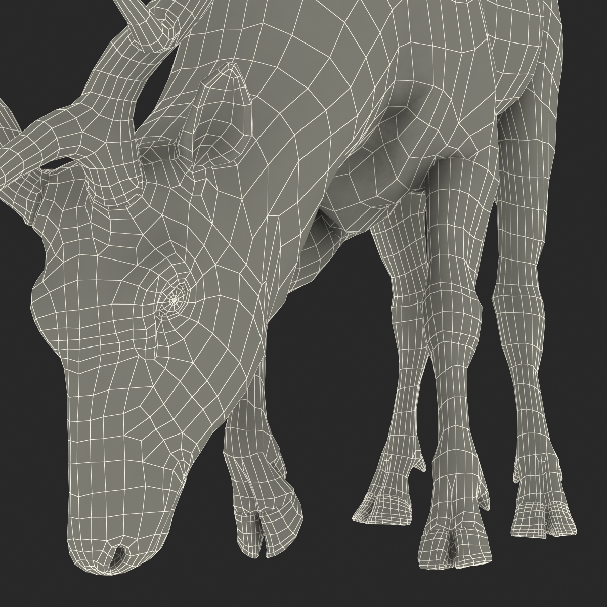 Elk Pose 3 with Fur 3D model