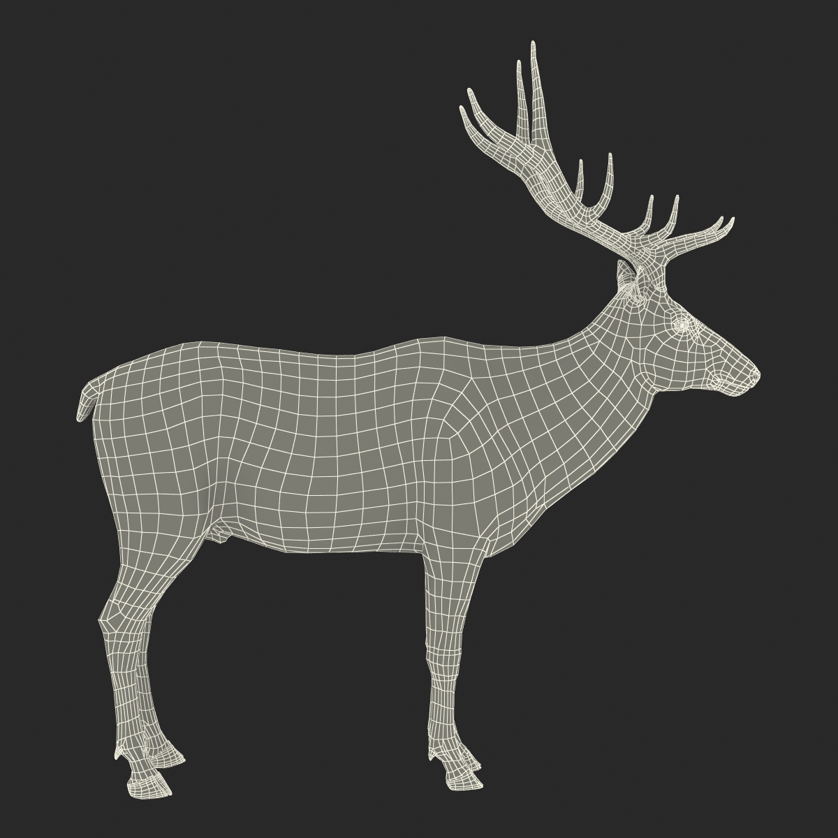 Elk Rigged with Fur 3D model