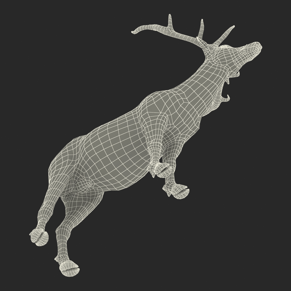 Elk Rigged with Fur 3D model