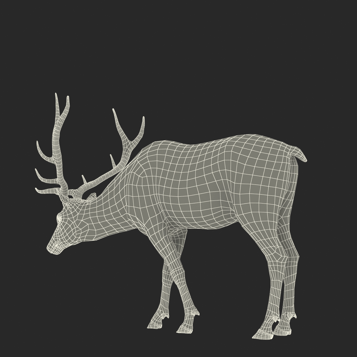 Elk Rigged with Fur 3D model