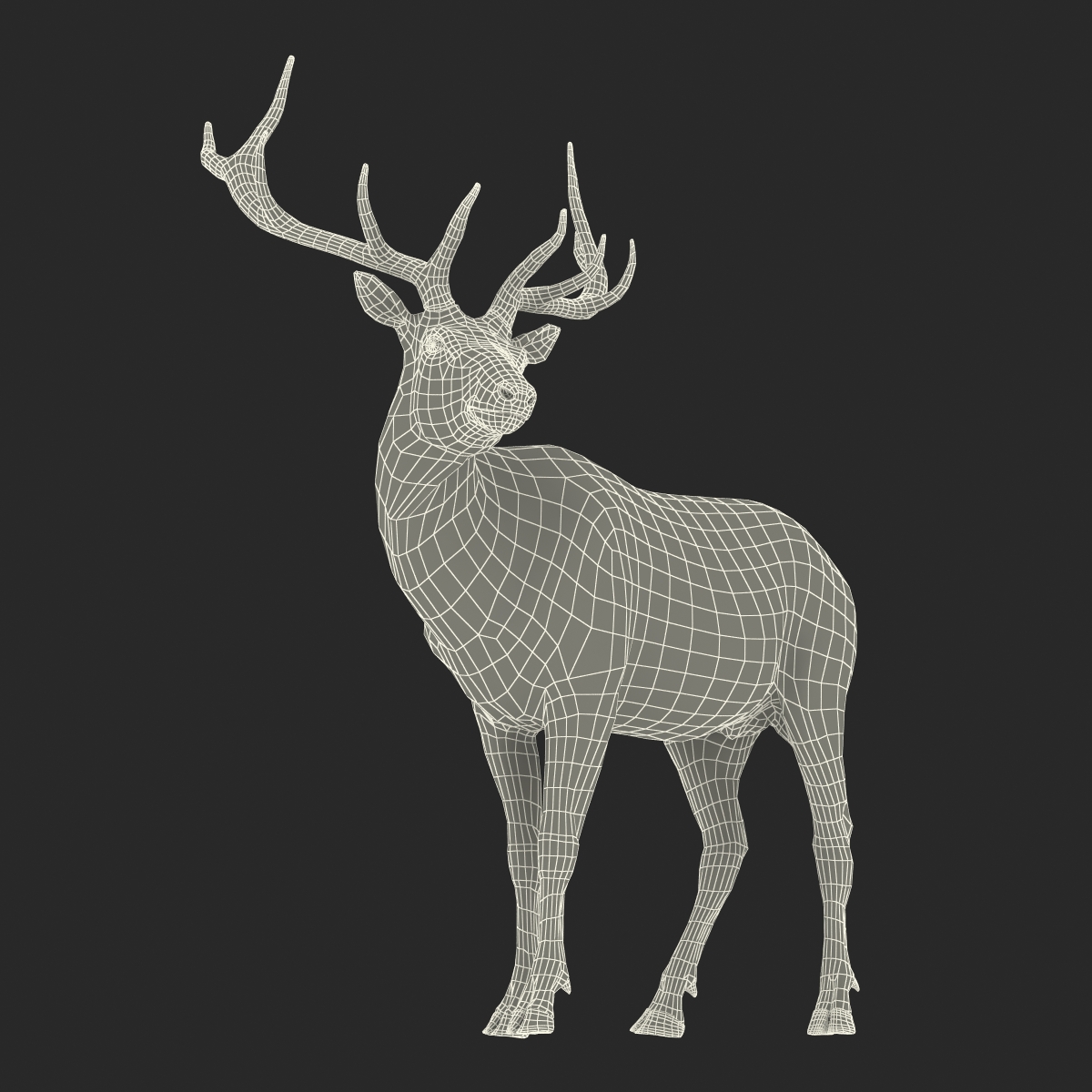 Elk Rigged with Fur 3D model