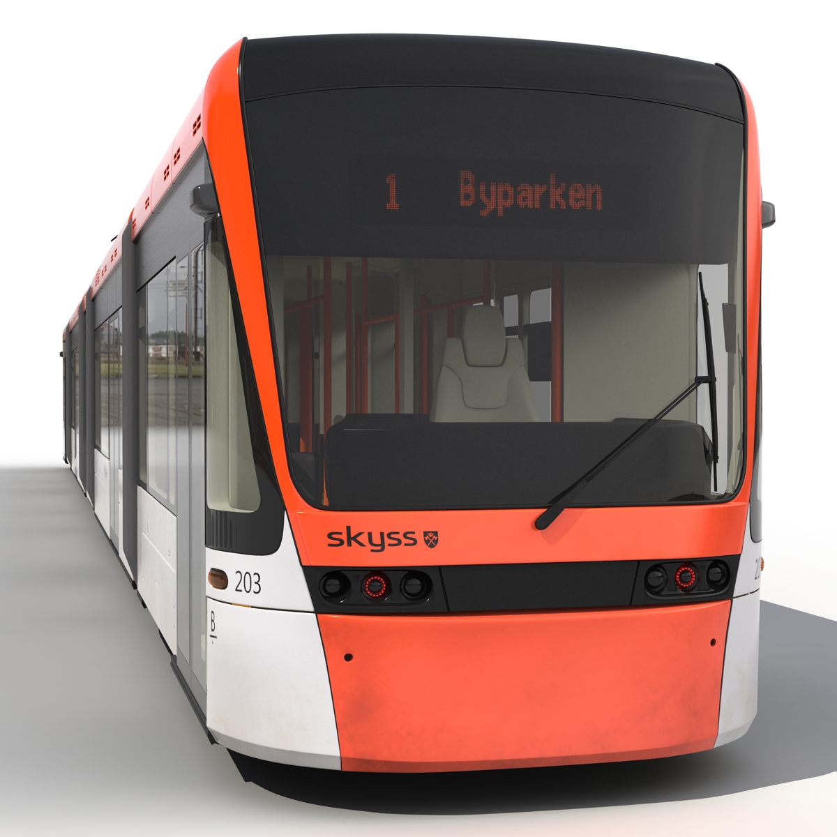 3D model Light Rail Train Bybanen Simple Interior