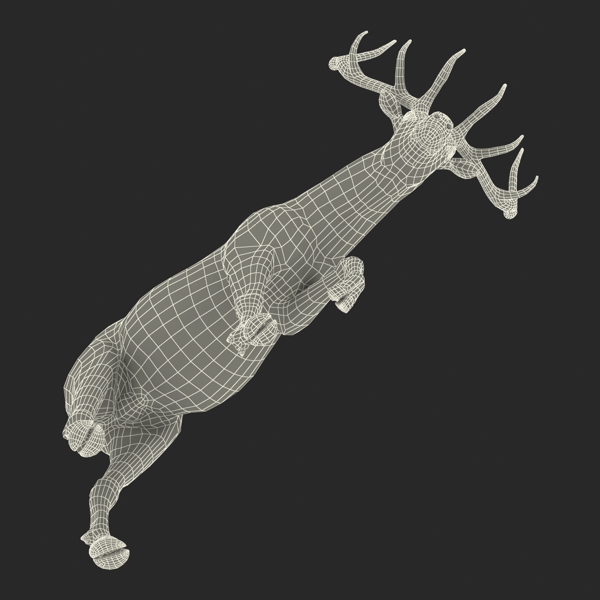 Elk Pose 4 with Fur 3D model