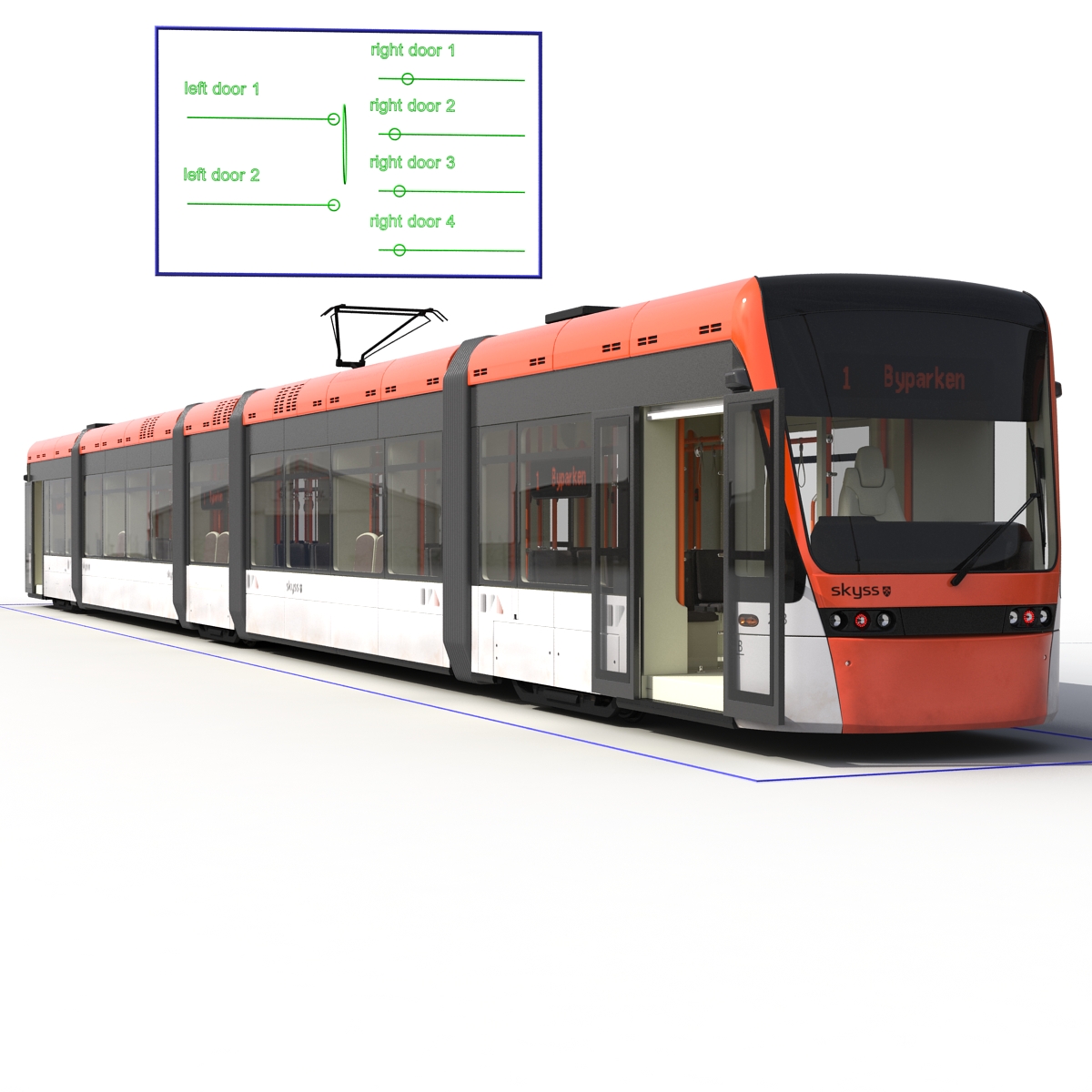 3D Light Rail Train Bybanen Rigged