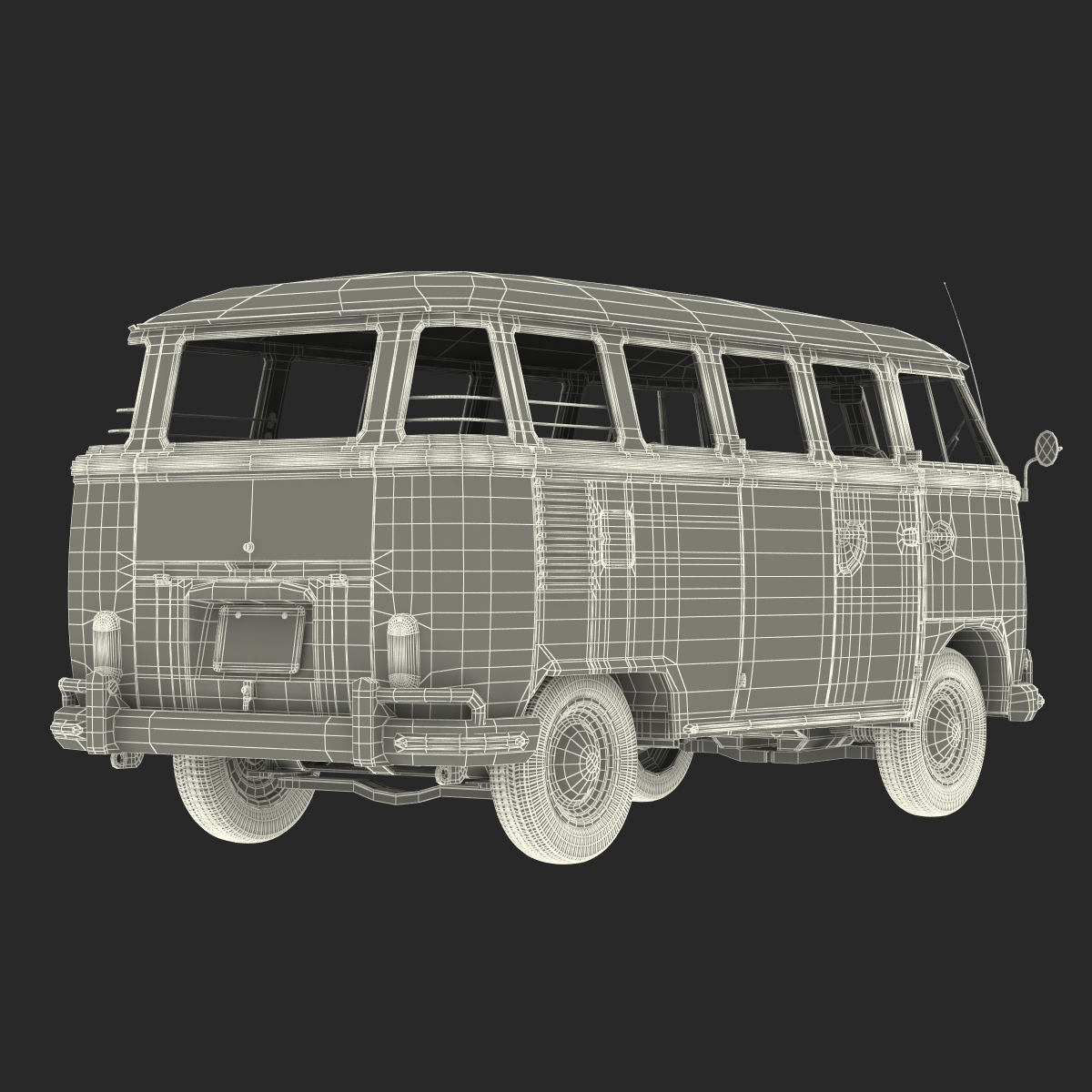 3D Volkswagen Type 2 Black model