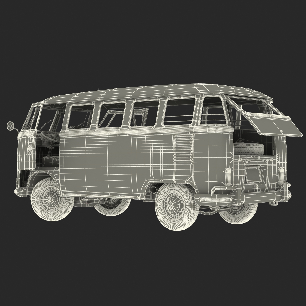 3D Volkswagen Type 2 Black model