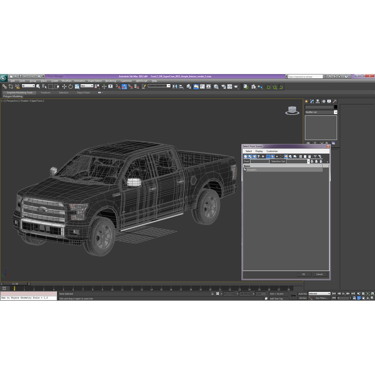 3D Ford F 150 SuperCrew 2015 Simple Interior