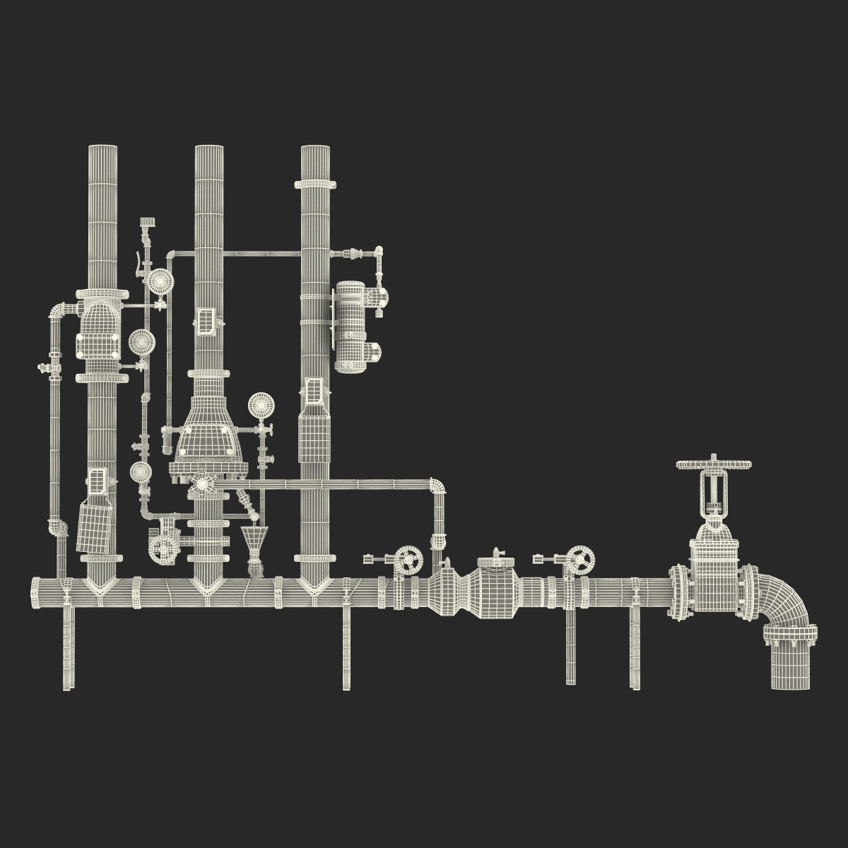 3D Industrial Pipes 2 model