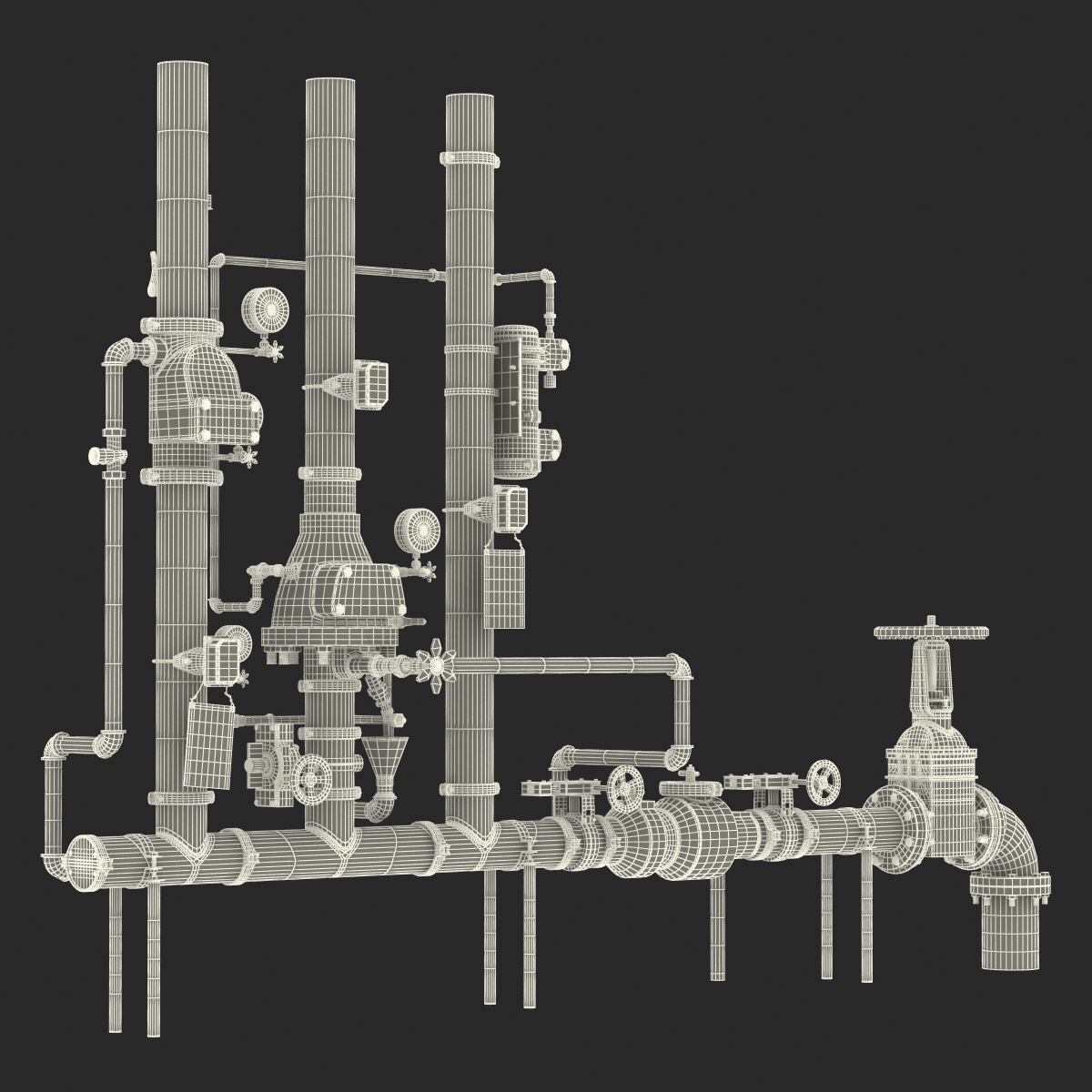 3D Industrial Pipes 2 model