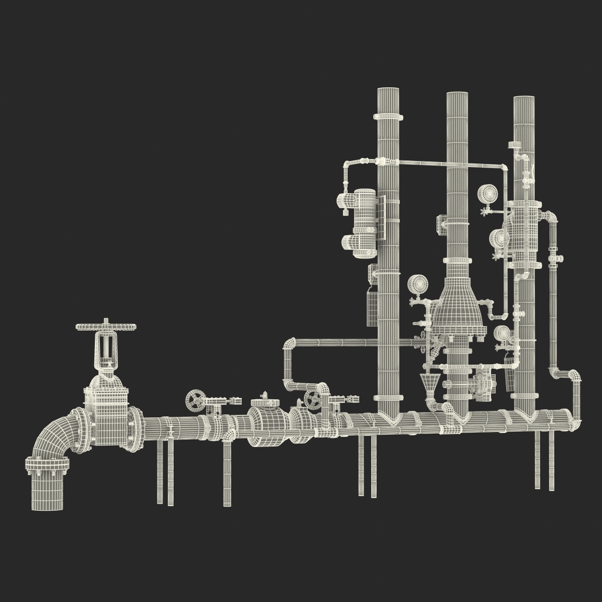 3D Industrial Pipes 2 model